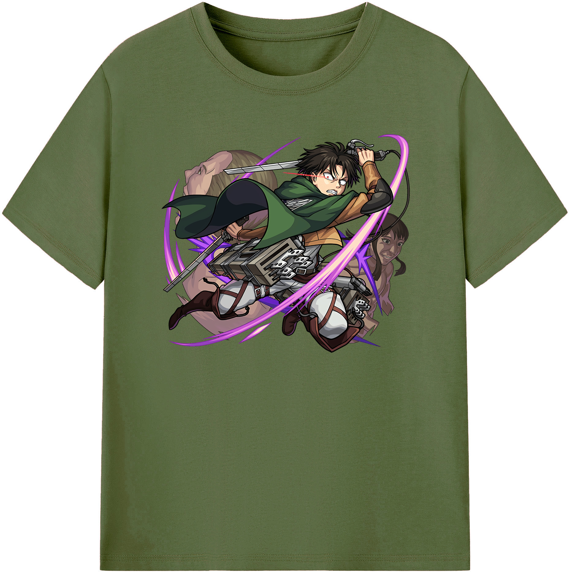 （画像用） 進撃の巨人 リヴァイ·アッカーマン Attack on Titan Levi Ackerman 綿100％半袖Tシャツ（フロントプリント）